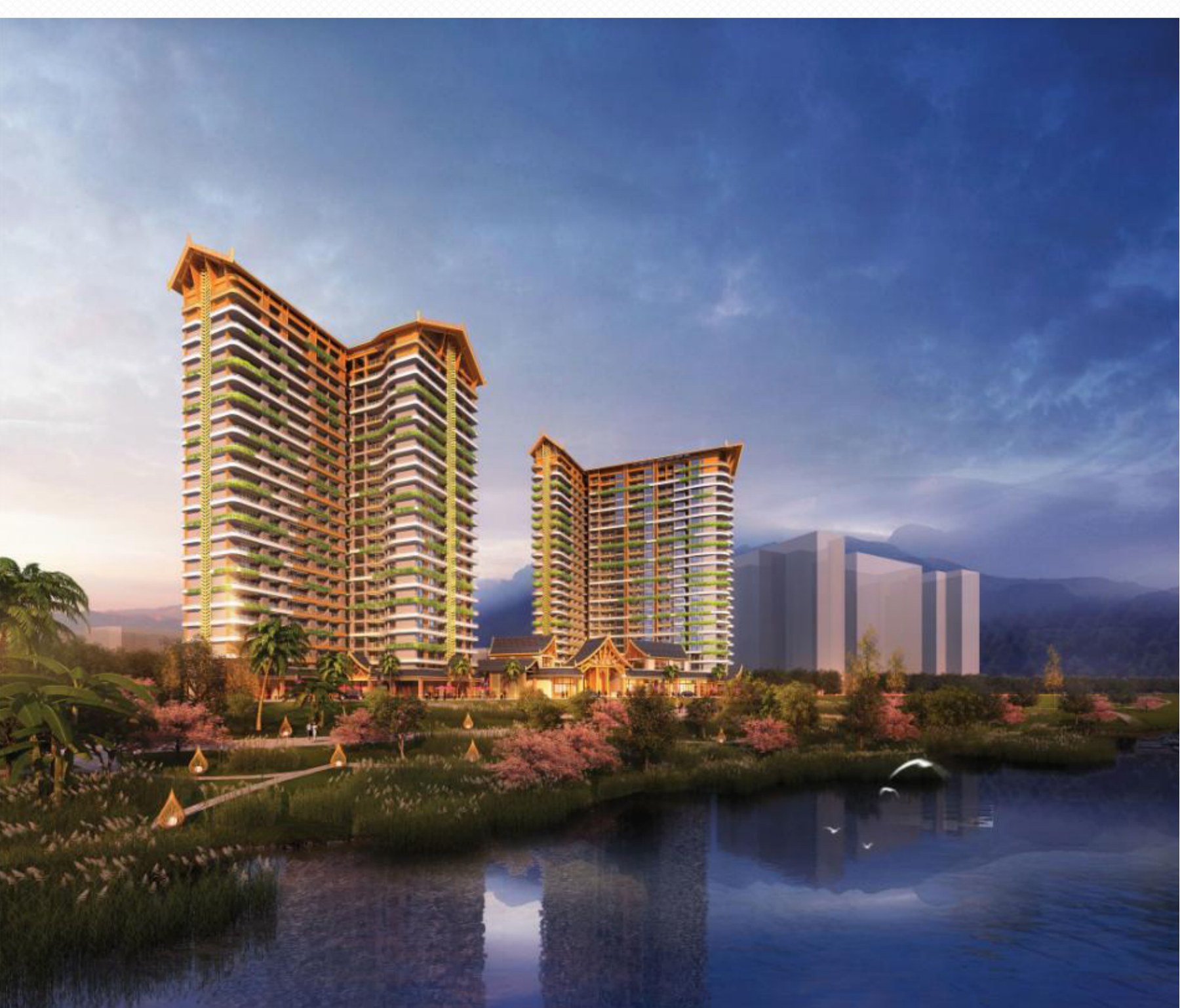 Cangjiang No.1 riverside resort residential development rendering in Xishuangbanna
