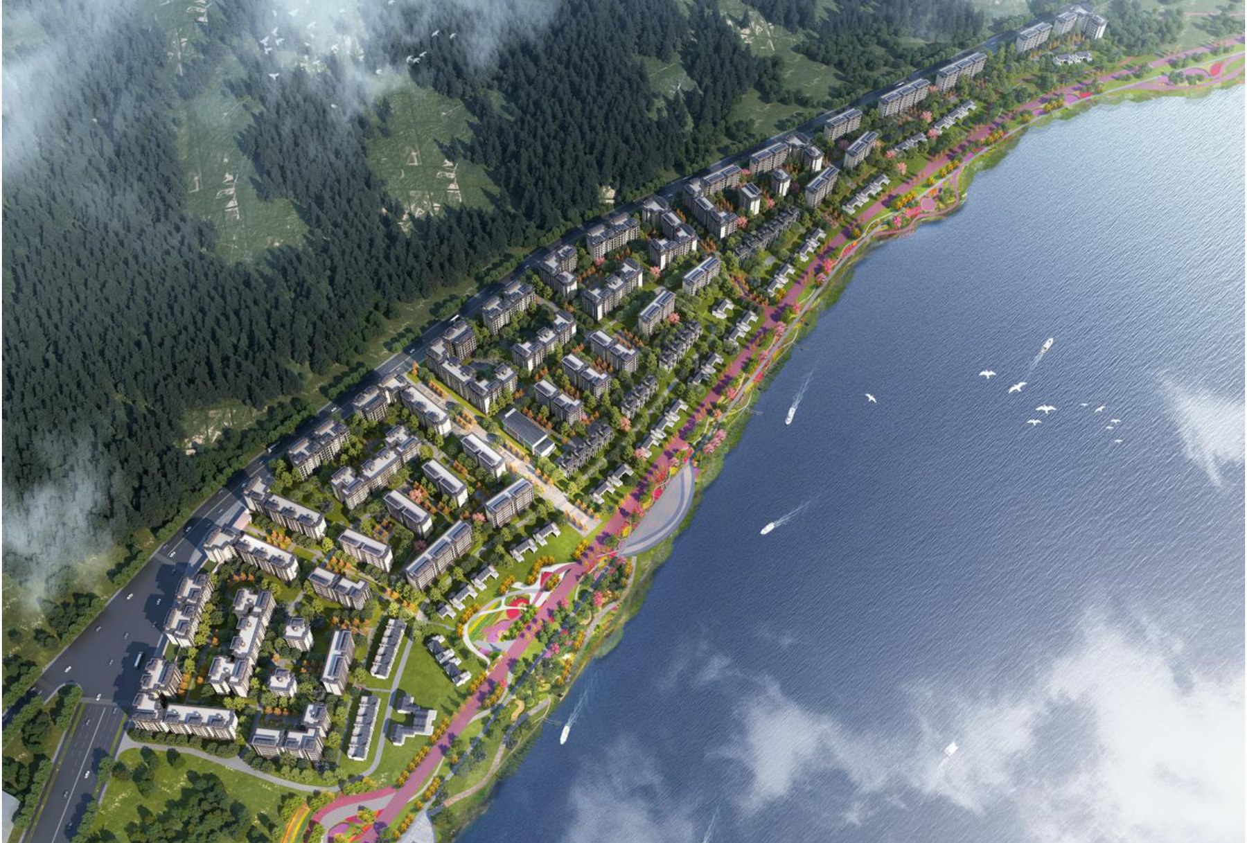 Longwan Peninsula riverside low-density residential community rendering